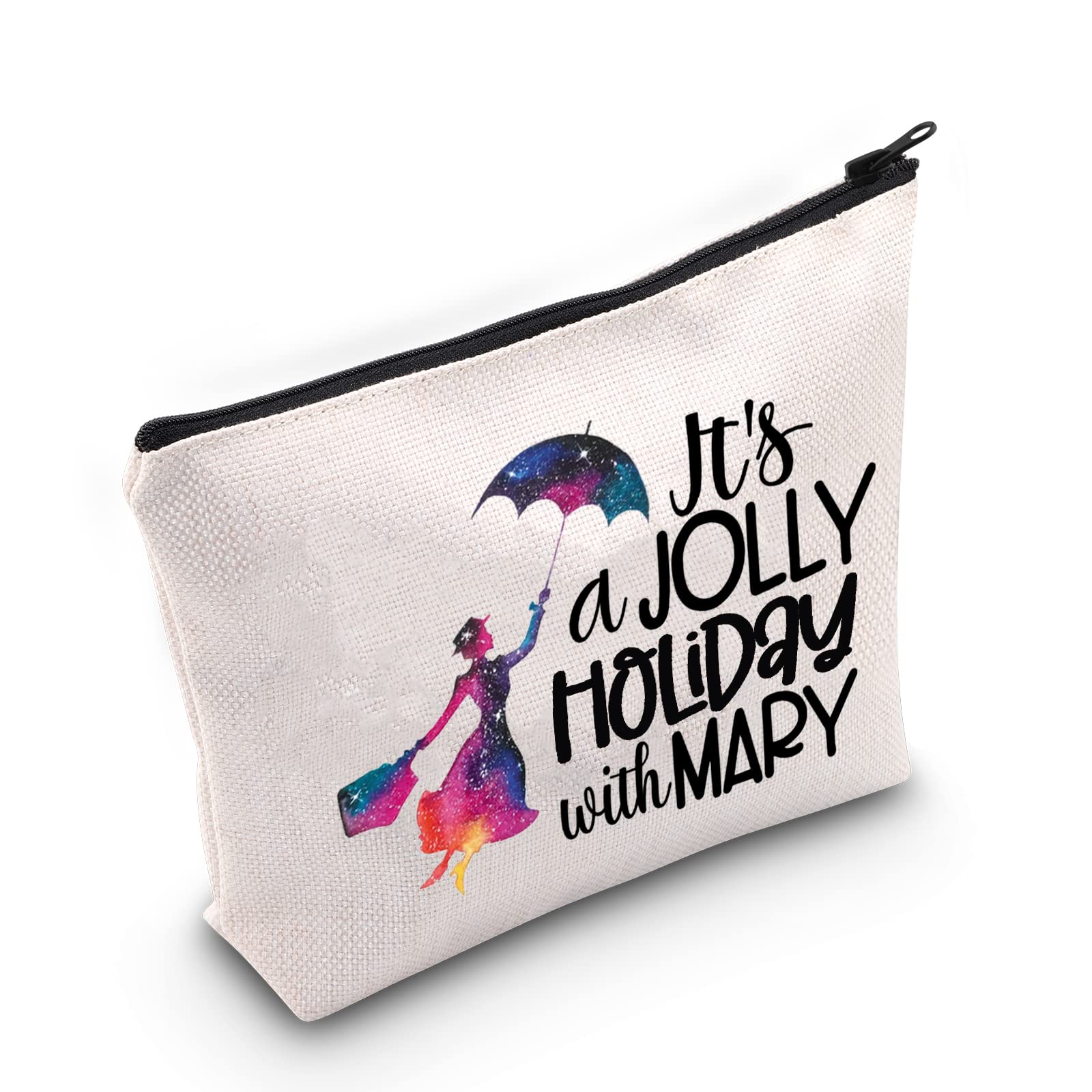 WZMPA Mary Movie Cosmetic Makeup Bag Poppin Umbrella Fans Gift It's Jolly Holiday With Mary Makeup Zipper Pouch Bag For Women Girls, Holiday With Mary, Fit