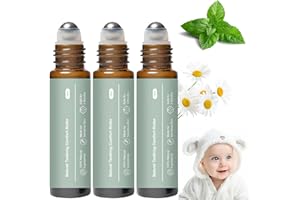 COLOTTE Teething Roller All Natural for Babies, Natural Gum Relief with Chamomile & Rose Oil, Gentle Massage Applicator for Soothing Infant Teething Pain, Essential Oil Massage Roller (3 PCS)