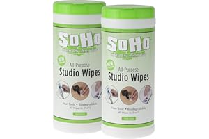 SoHo Urban Artist Multi-Surface Wipes, 80 Count, 2 Canisters, Non Toxic Biodegradable Stay Fresh Paint Brush Cleaner Wipes, Use on Brushes, Hands, Palettes, Floors, No Need for Water Or Turpentine