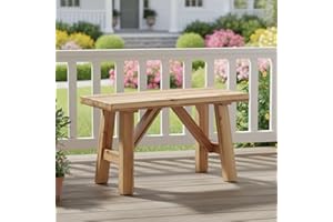 DM Furniture Solid Wood Entryway Bench, 30" Rustic Small Wooden Bench Narrow Farmhouse Wood Bench Seat Entry Way Bench Indoor for Living/Dining Room, Small Hallway Bench, Porch, Handcrafted, Natural