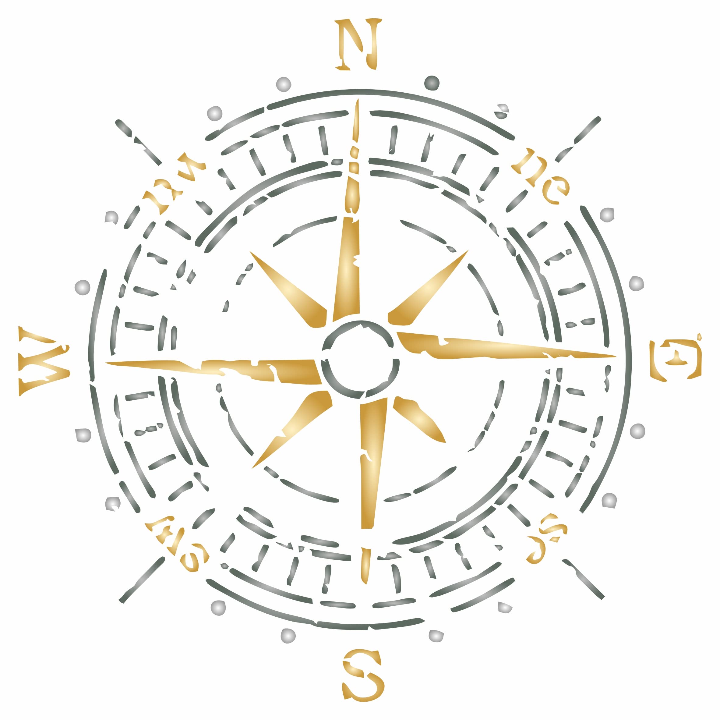 Antique Compass Stencil, 16.5 x 16.5 cm (S) - Vintage Ocean Nautical Sailing Direction Compass Stencils for Painting Template