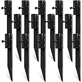 PEDOBALI 14 Pcs Outdoor Light Stakes Black Heavy Duty Solar Light Holder Ground Spike 10.75 Inch Universal Metal Torch Stakes for Fishing Rods, Flagpoles, Solar Lights, Landscape Lamps