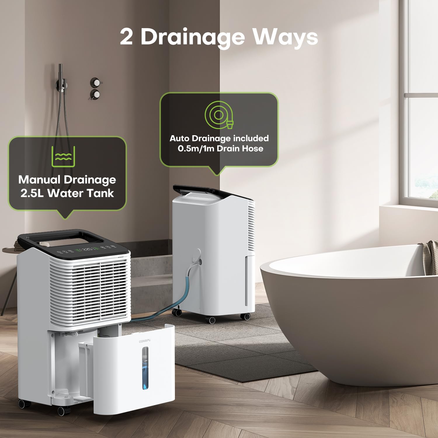 CONOPUPlus Luftentfeuchter 16L/Tag, Ultra-leiser Luftentfeuchter Elektrisch, Intelligentes Zentralsteuerungs, AUTO Modus, Feuchtigkeitsanzeige Licht, 24H Timer, Raumentfeuchter, Mehr Effizient 7
