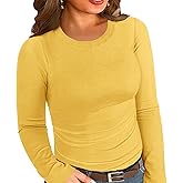 Chulianyouhuo Women Plus Size Tops Long Sleeve Ribbed Knit Shirts Fall Fitted Basic Tee Going Out Tops Casual Outfits
