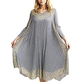Shangeek Women's Year-Round Loose 3/4 Sleeve Maxi Dress Wrinkle-Free Elegant Casual Dresses