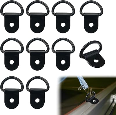 MEKEET 10Pcs D Rings Heavy Duty Black Lashing Ring Cargo Tie Down Stainless