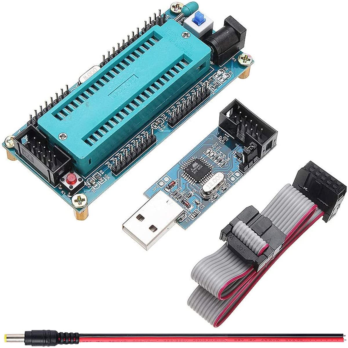 Youmile AVR ATMEGA16 Minimum System Board ATmega32 Development Board + USB ISP USBasp Programmer ISP ATTiny 51 Board with Download Cable DC male Cable for ATM