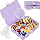 wiwens Snack Box Containers for Kids Adults 2PCS Reusable Snackle Boxes with Adjustable Dividers Airtight Snack Organizers with Compartents Toddler Bento Lunch Box LeakProof for Office,School,Outdoor