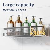 KEGII 2 Pack Adhesive Shower Caddy Black Stainless Steel Shelf 5KG Load view 3
