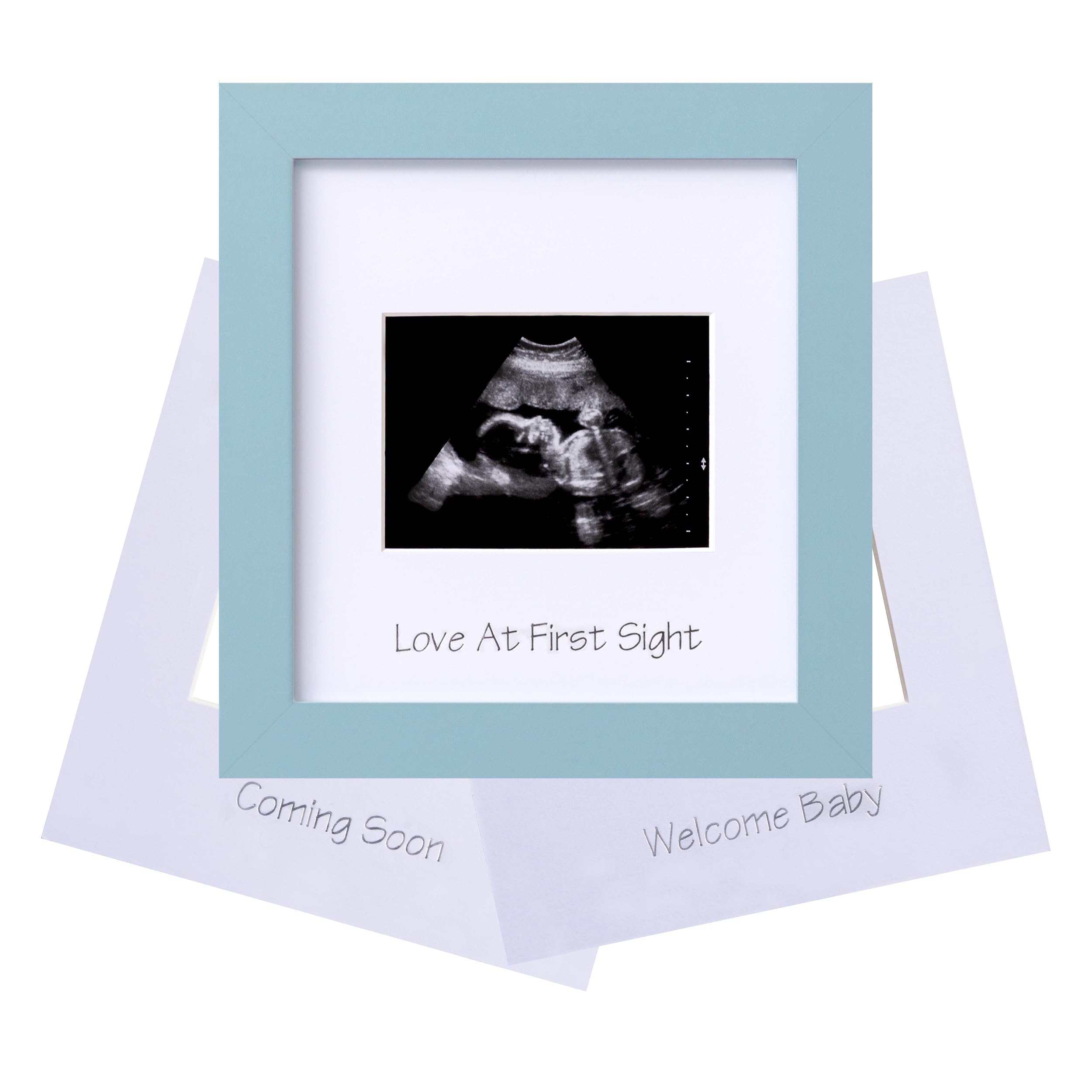 Photo 1 of eletecpro Ultrasound Picture Frame with Real Glass Cover and 3 Different Mats, 7x7 Baby Keepsake Frame for 3x4 Inches Sonogram Photo, Wall Mount or Tabletop Display, Pregnancy Announcement, Blue