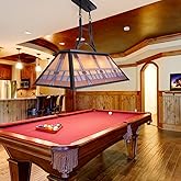 TOCHIC Vintage 3-Light Pool Table Light Pendant with Tiffany-Style Printed Shade for Game Room 7 ft/8 ft/9 Feet Snooker Billi