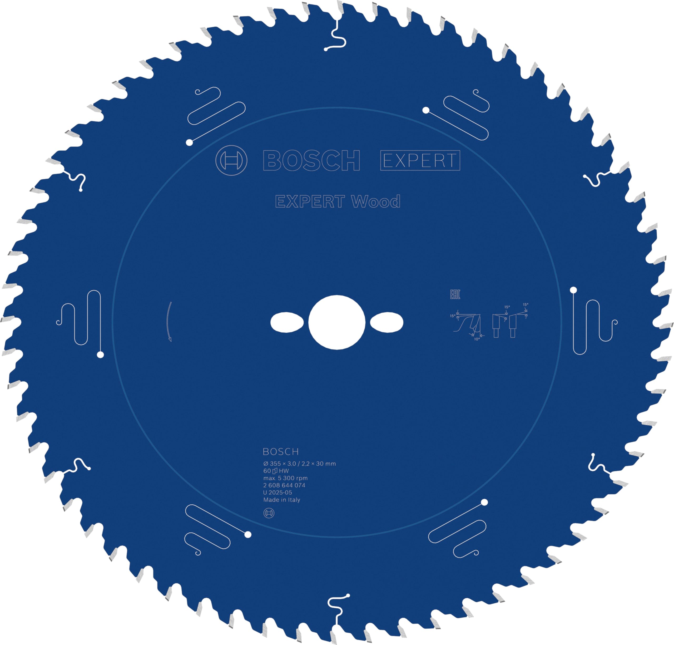 Bosch Accessories 2608644074 EXWOH 60 Tooth Top Precision Circular Saw Blade, 0 V, Blue