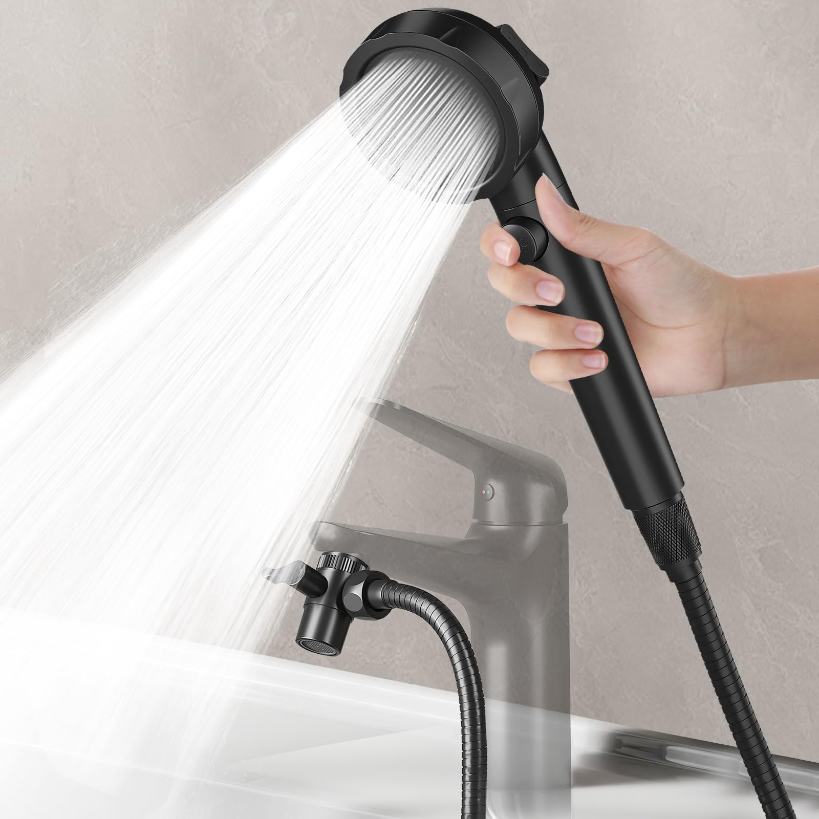 Kitchen/Bathroom Sink Hose Faucet Spray Head Attachment - Chrome, Metal, Detachable Hose