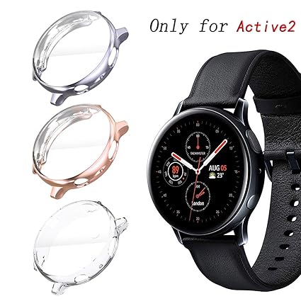 KPYJA for Samsung Galaxy Watch Active 2 44mm Screen Protector, All-Around TPU Anti-Scratch Flexible Case Soft Protective Bumper Cover for Galaxy Watch ...