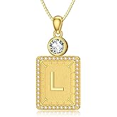 WTYIM 18K Gold Initial Necklaces for Women, A-Z Letter Necklace for Her Birthday Christmas Gift for Mom Friends, Yellow Gold Sterling Silver Initial Tag Pendant Necklace with Box Chain, Anniversary Jewelry for Wife Girlfriend(18K Real Gold Filled)