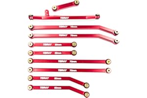 TEIRAY SCX24 Links Upgrades High Clearance RC Crawler Car Steering Rod Tie for SCX24 Gladiator 1/24 RC Crawler Car Axial AXI00005 10PCS (Red)