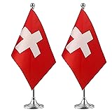 WXTWK 2 Pack Switzerland Flag Swiss Desk Flag Small