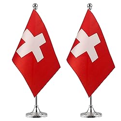 WXTWK 2 Pack Switzerland Flag Swiss Desk Flag Small