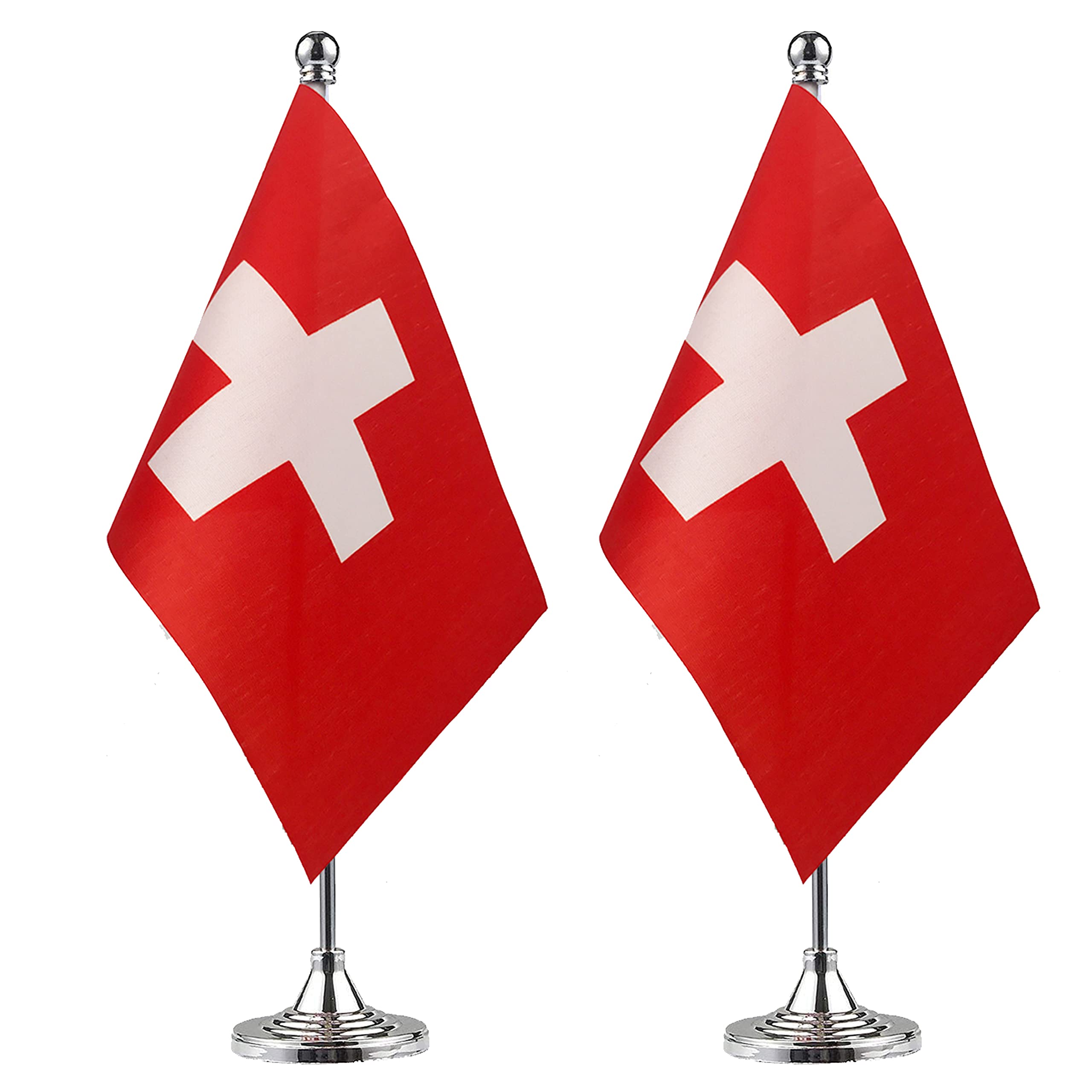 WXTWK 2 Pack Switzerland Flag Swiss Desk Flag Small