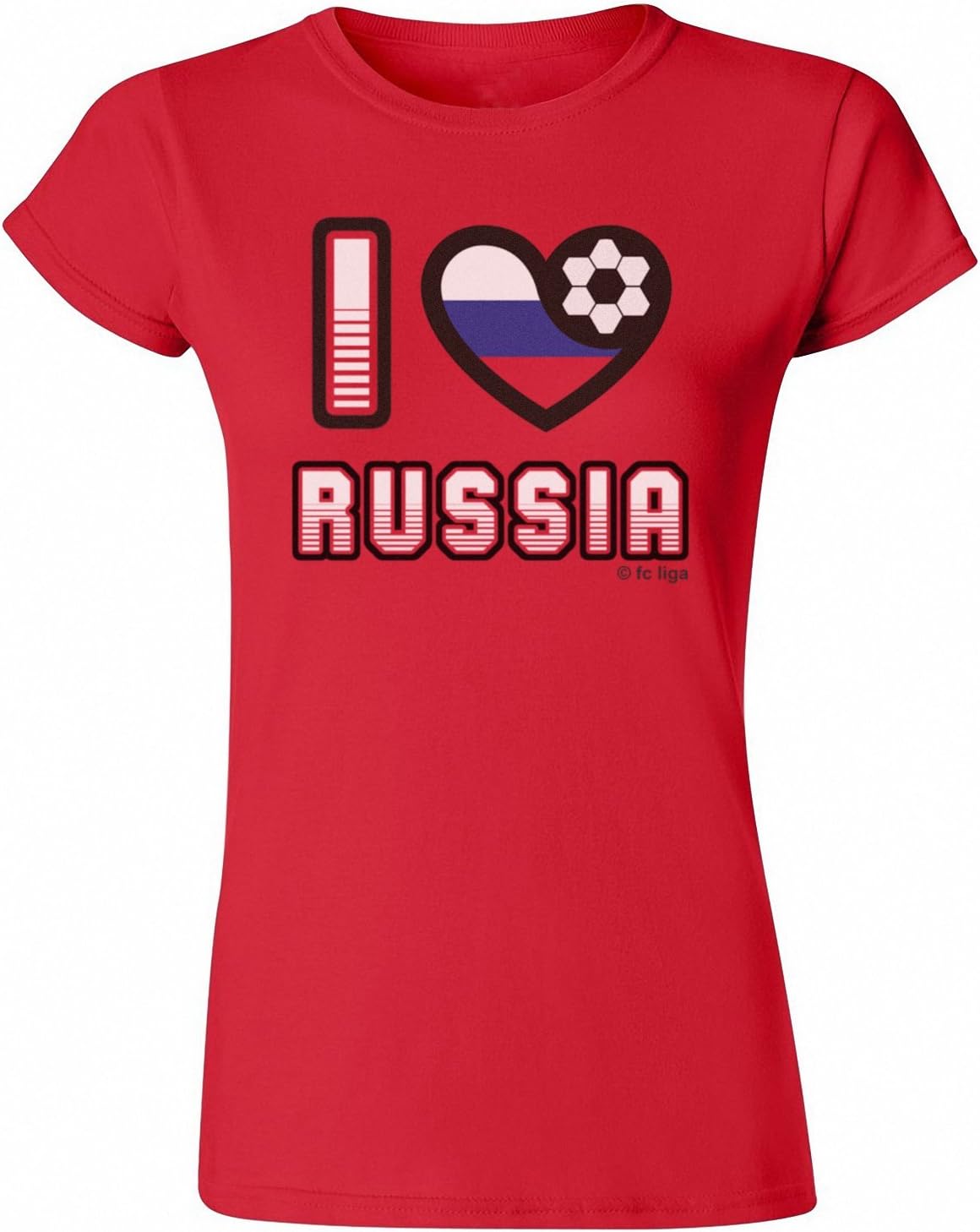 Ladies T-Shirt I LOVE RUSSIA Football Heart Flag Euro 2016
