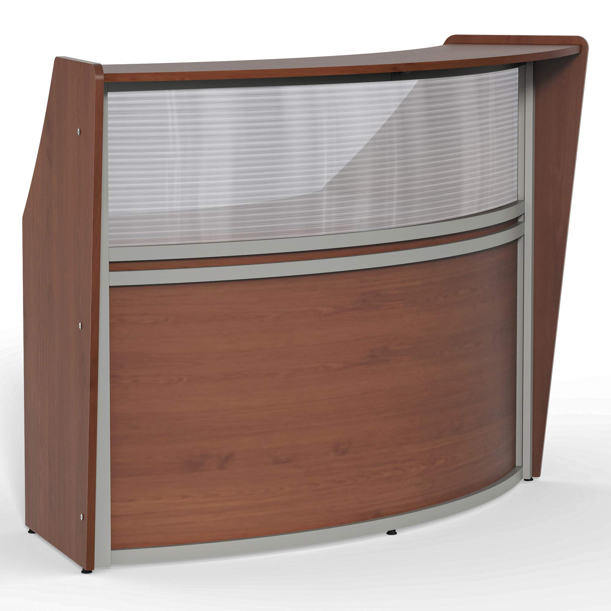 Linea Italia Curved Office Clear Panel | Easy to Assembly Single Unit Reception Desk Counter for Lob