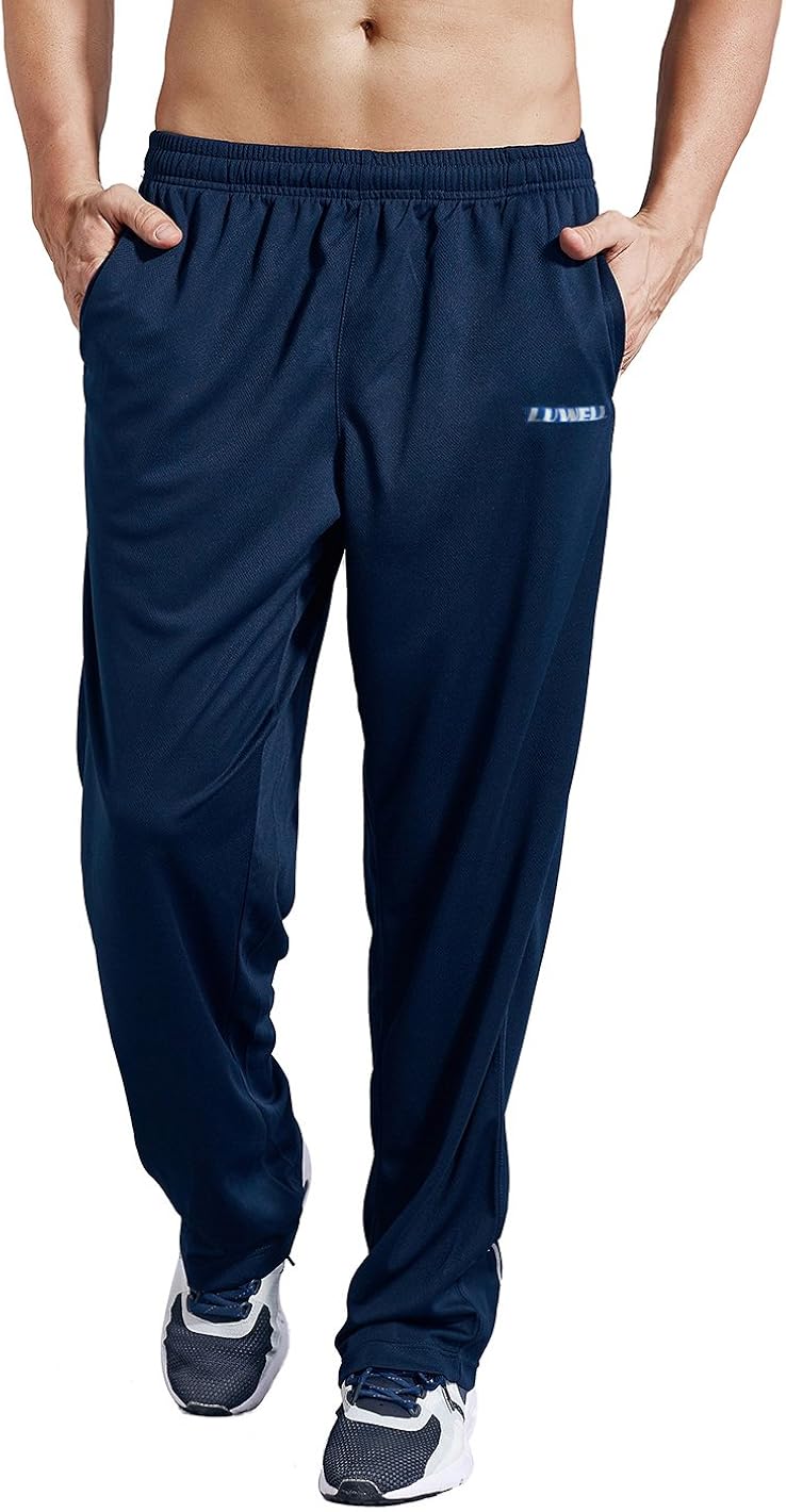 LUWELL PRO Men's Sweatpants with Pockets Open Bottom Athletic Pants for Jogging, Workout, Gym, Running, Training: Clothing