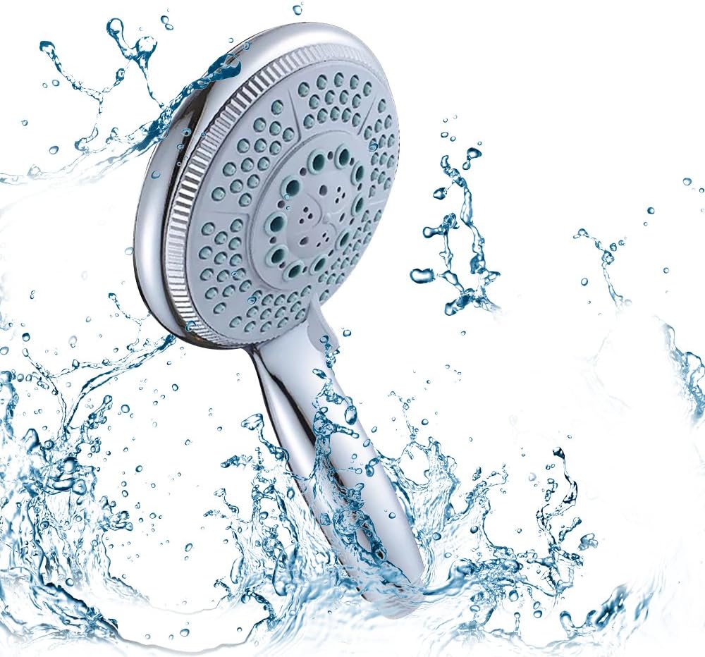 Shower Head,Handheld High Pressure Shower Head 5-Way Spray hand shower Head - Chrome, Splash – Luxury Multi Spray Chrome Shower-Head Best High Pressure Rain and Massage Settings  for Dry Skin and Hair