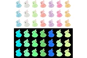 KIMOBER 56PCS Mini Luminous Bunny Miniature Figurines,Glow in Dark Resin Rabbit Figures for Fairy Garden Easter Egg Fillers Landscape DIY Terrarium Crafts
