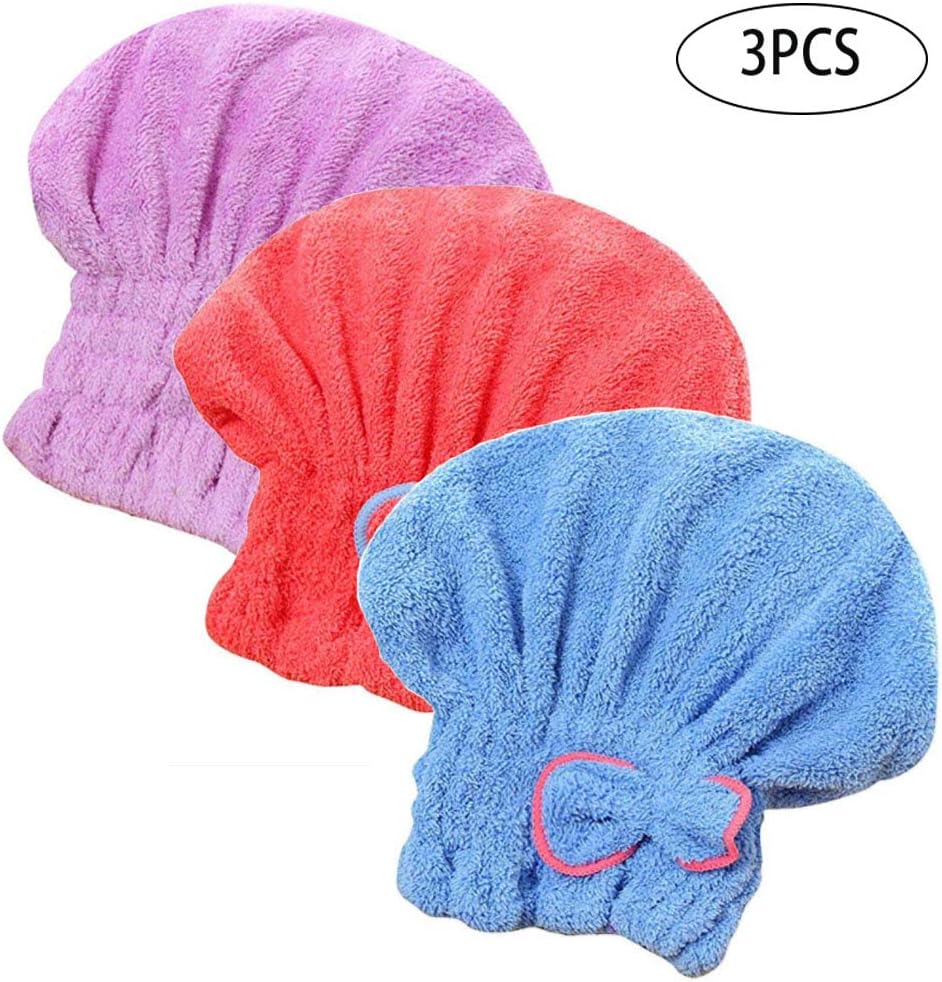 3 Pack Hair Drying Cap,Microfiber Hair Drying Towel Wrap Super