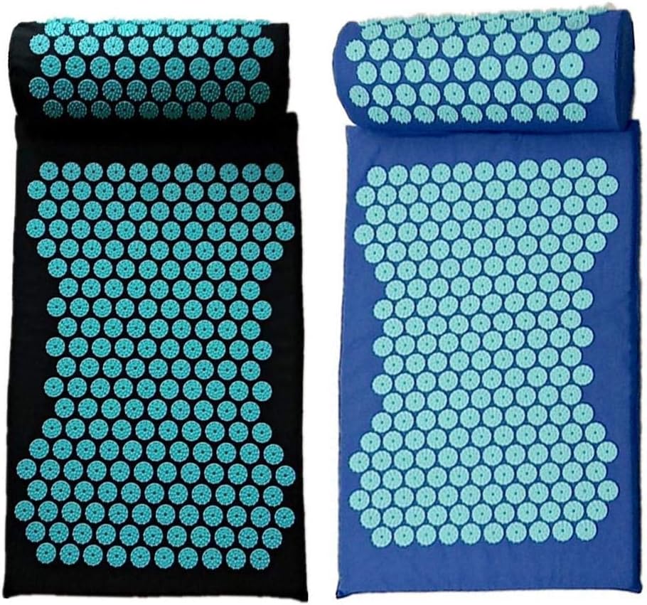 Acupressure Mat and Pillow Set,Portable Massage Mat Set Acupressure Mat Set Relieves Chronic Back Pain Treatment Stress, Back, Neck, and Sciatic Pain,for Relaxation Pain Relief