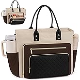 LOVEVOOK Laptop Tote Bag for Women With Large Cup Holder, Work Bags Teacher Nurse Bag, 15.6 Inch Professional Briefcase Business Travel Large Purses Handbag Gifts, Diaper Bag With Multi-Pockets