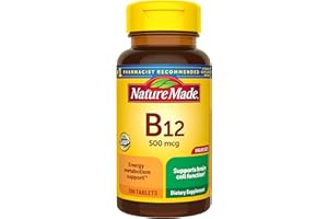 Nature Made Vitamin B12 500 mcg, Dietary Supplement for Energy Metabolism Support, B12 Vitamins 500 mcg, 200 Tablets, 200 Day