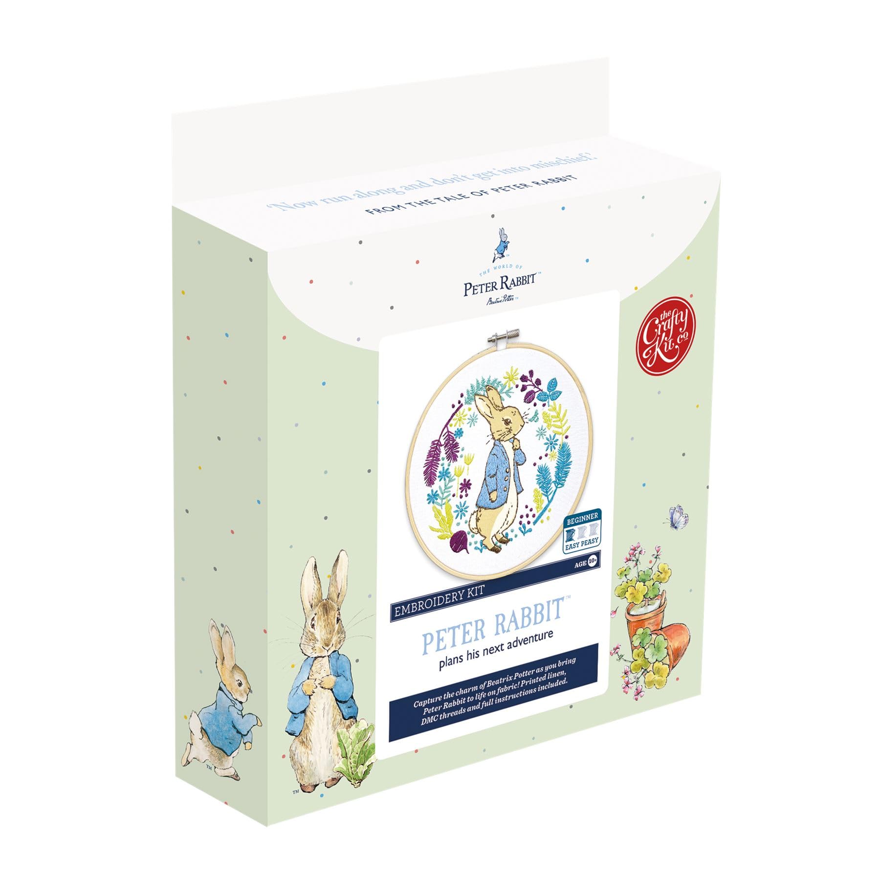 The Crafty Kit Co Peter Rabbit Plans his Next Adventure Embroidery Kit