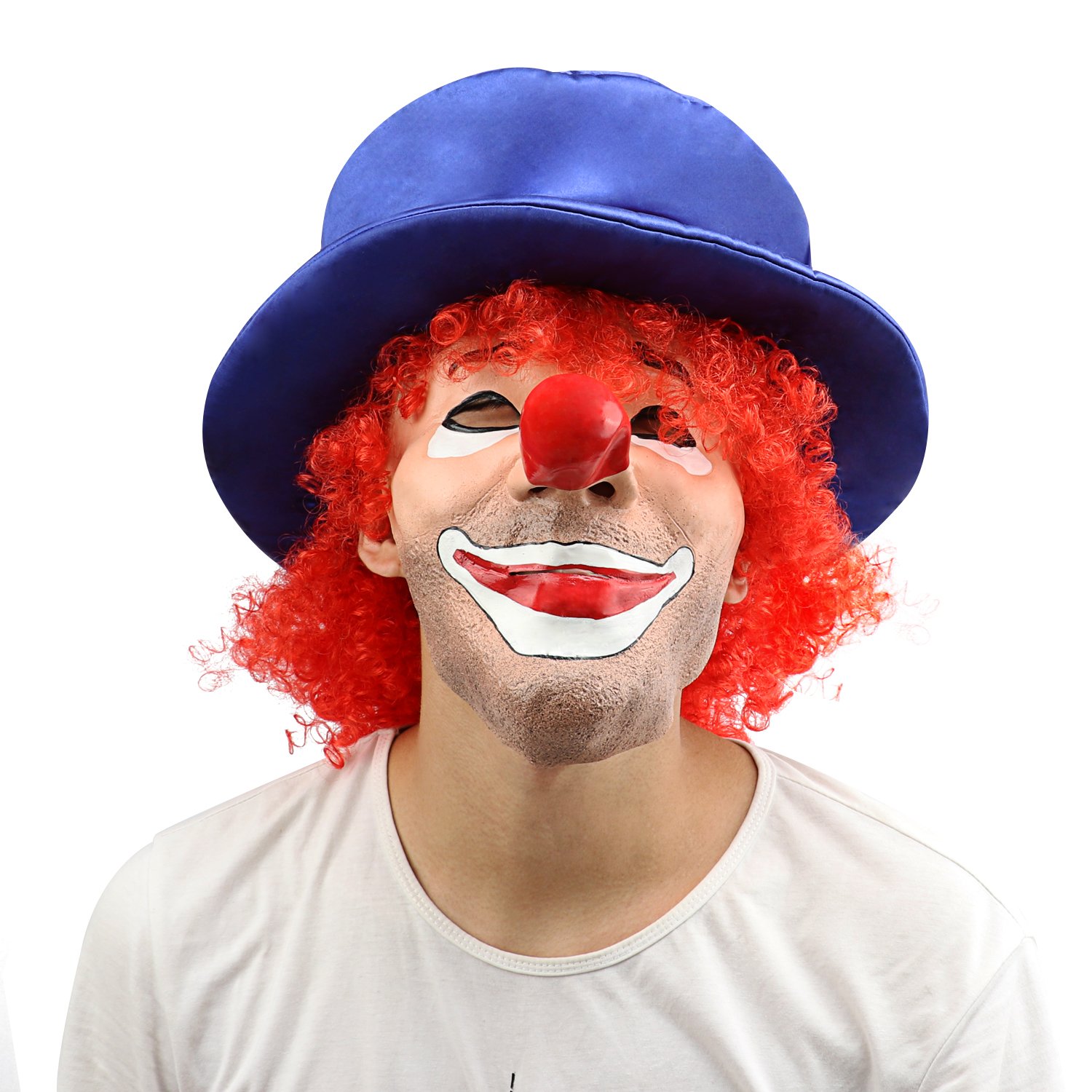 XIAO MO GU Latex Halloween Costume Mask Scary Clown Mask Red Hair Clown Halloween Decorations Masquerade Party
