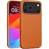 Rumwot for iPhone 17 Pro Max Leather Case Compatible with Magsafe, Top Grain Leather, Professional Slim Fit Shockproof, Metal Buttons & Camera Bump Frame Phone Protective Magnetic Cover - Brown