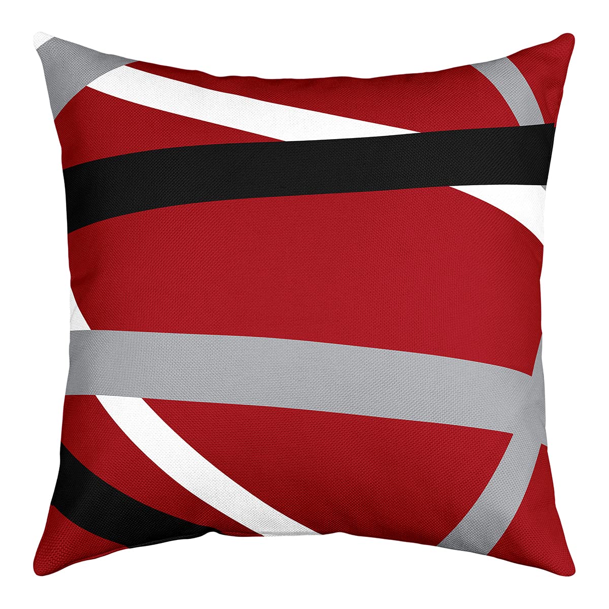 Loussiesd Set of 4 Modern Art Throw Pillow Covers Strip Lines Cushion Case for Home Living Room Decor Reversible Geometric Abstract Luxury Red White Grey Decorative Throw Cushion Case 16x16 Inch