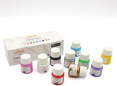 Artme Fabric Paint Set 10 Colours 20ml - Wash-Safe for DIY Projects