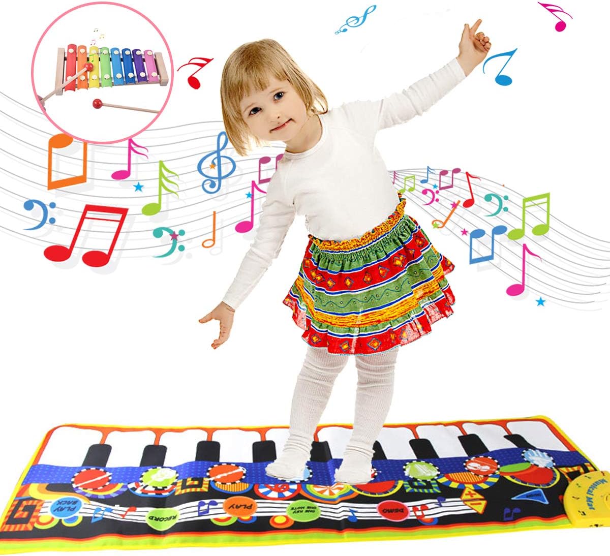 YORKOO Toys for 2 3 4 5 Year Old Girls Boys Piano Mat Dance Mat 115 x 40 CM Play Mats Baby Musical Instruments Piano Keyboard Educational Toys Birthday Gifts for Kids Toddler