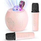Mini Karaoke Machine for Kids Adults, Bluetooth Speaker with 2 Wireless Microphones, Portable Microphone Speaker with Colorful LED Disco Lights for Home Party, Birthday Gifts for Kids Girls Boys