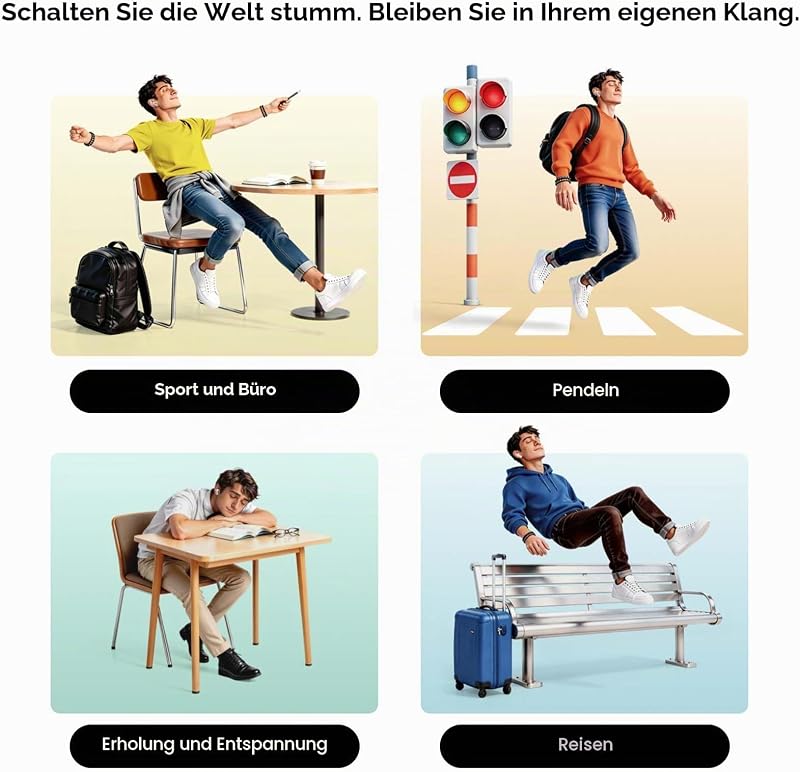 Buds T500 Pro kopfhörer kabellos Bluetooth mit 50dB ANC, Hi-Res Sound, Bluetooth 6.1, IP55, 6-Mikrofon, MindFlow Modus & Candy Design für Alltag, Gelb