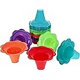 Lot45 Plastic Snow Cone Cups Reusable 8oz 100-Pack - Colorful Flower Bowl Shaved Ice Cups Bulk Set for Hawaiian Party