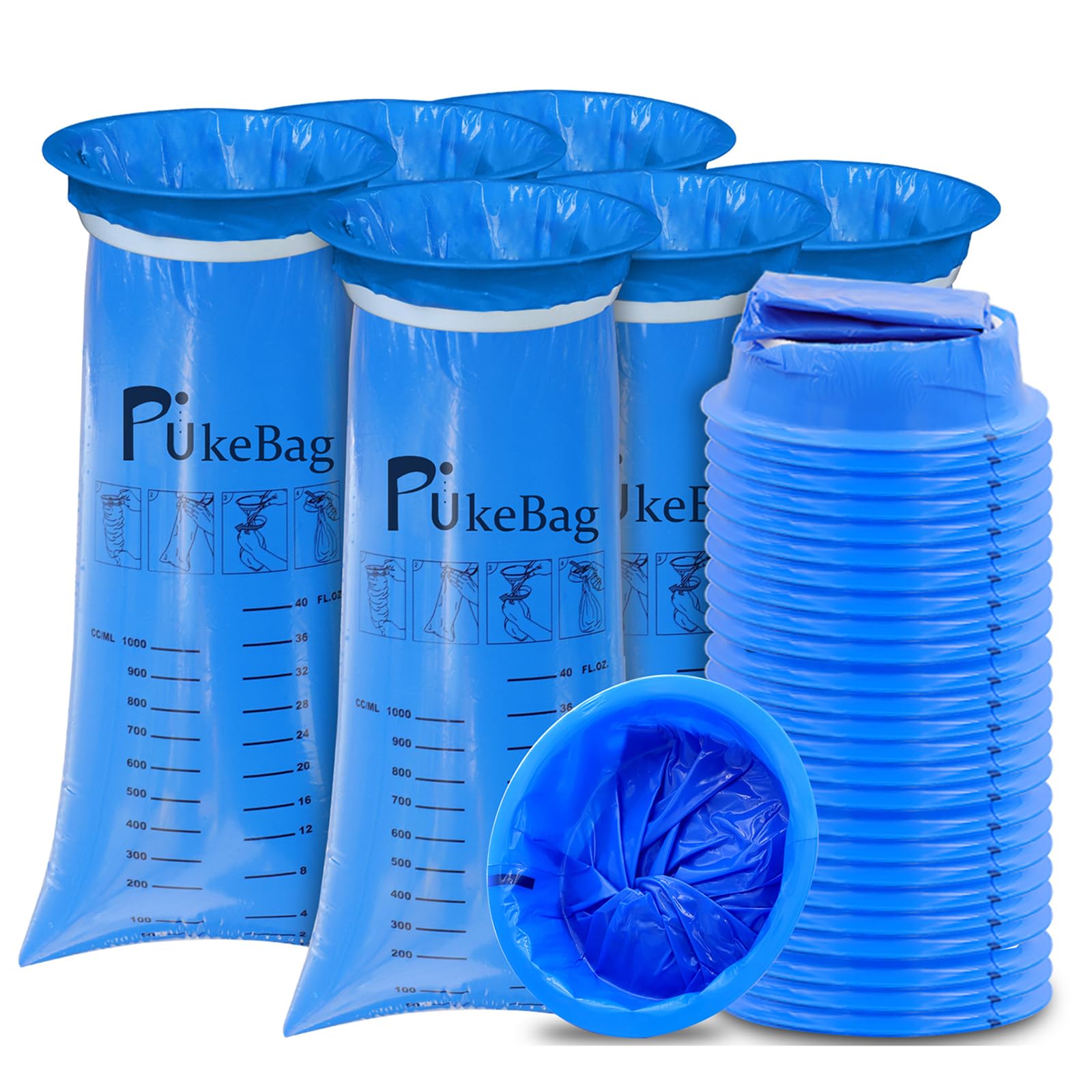 PukeBag Emesis Bag Disposable, 25 Pack Disposable Vomit Bags, Car Sickness Bag, Aircraft Barf Bags Disposable Nausea Barf Bags for Travel Motion Sickness