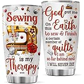 9GIFT4YOU Sewing Coffee Tumbler Quilt Travel Mug With Lid Jewelry Style Birthday Gifts For Girls Women Teens Wife Insulated Cup Inspirational Quotes Stainless Steel Tumblers Hot And Cold