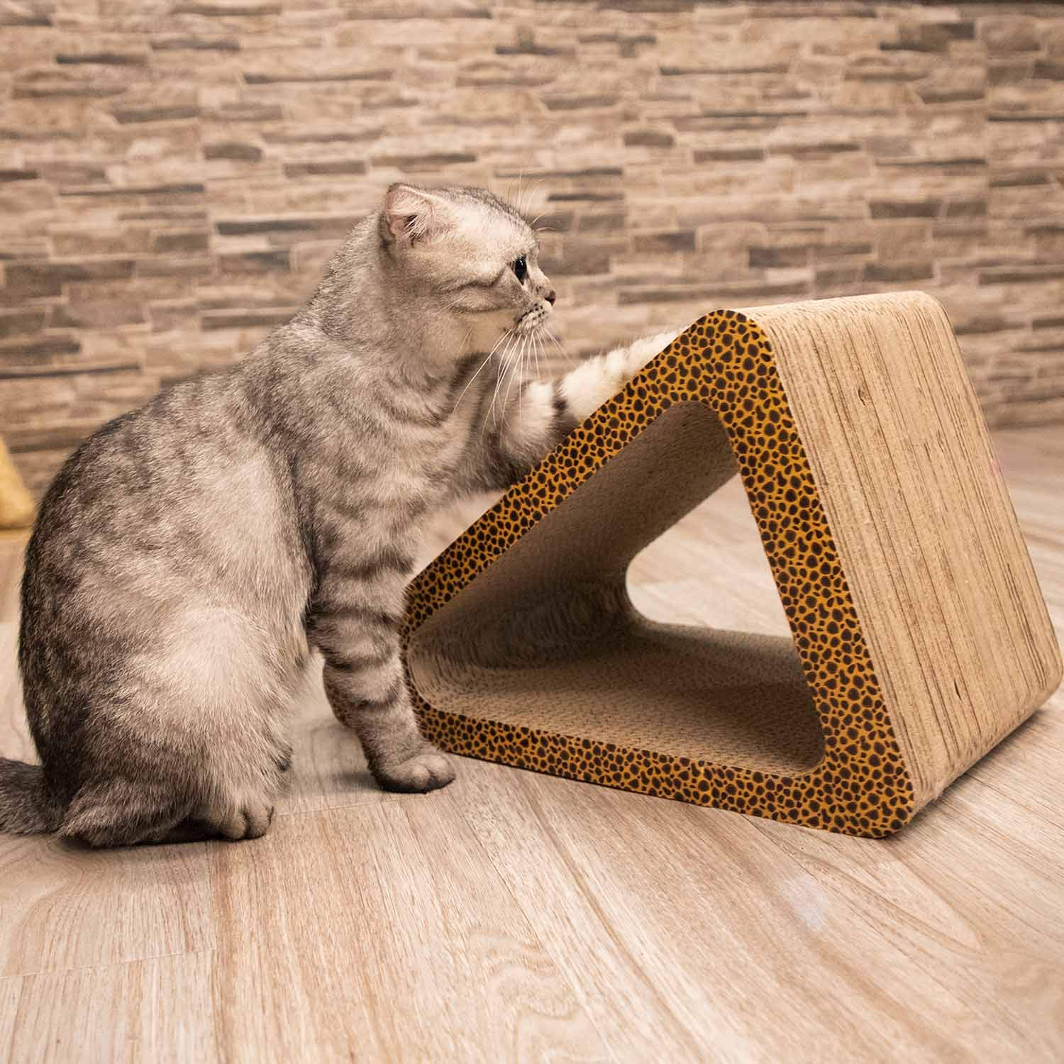 ZENEZ Cat Scratching Posts, 3-Sided Vertical Cat Scratcher Scratching Board Triangle Angles Cardboard