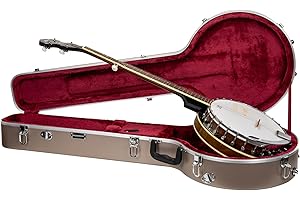 Crossrock ABS Molded Banjo Case for 5-String Resonator & Tenor | Matte Finish, Locking Latch, Backpack Straps – Lightweight Hardshell Protection-Champagne (CRA861BJCH)