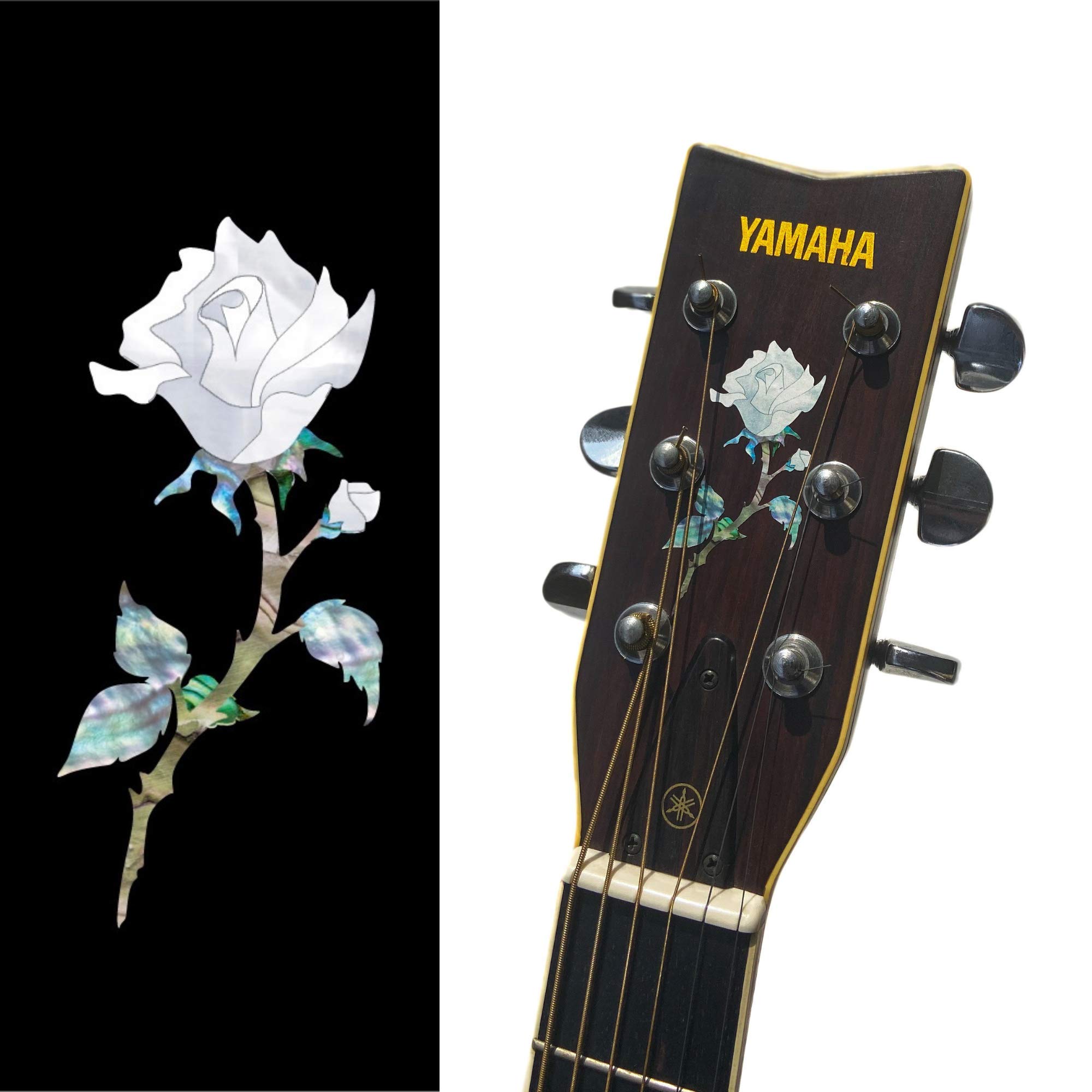 Inlaystickers Inlay Sticker for Guitar Headstock - Single Rose H-120SR