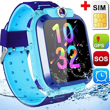 GPS Tracker Smart Watch for 3-12 Kids Boys Girls-Smartwatch with SIM Card SOS Two Way Call Camera Games GPS Tracking Device Watch Waterproof Digital ...
