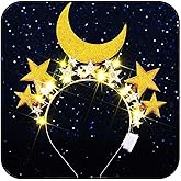 GORTIN Light up Star Headband Gold Christmas Headbands LED New Years Costume Hair Accessories for Women