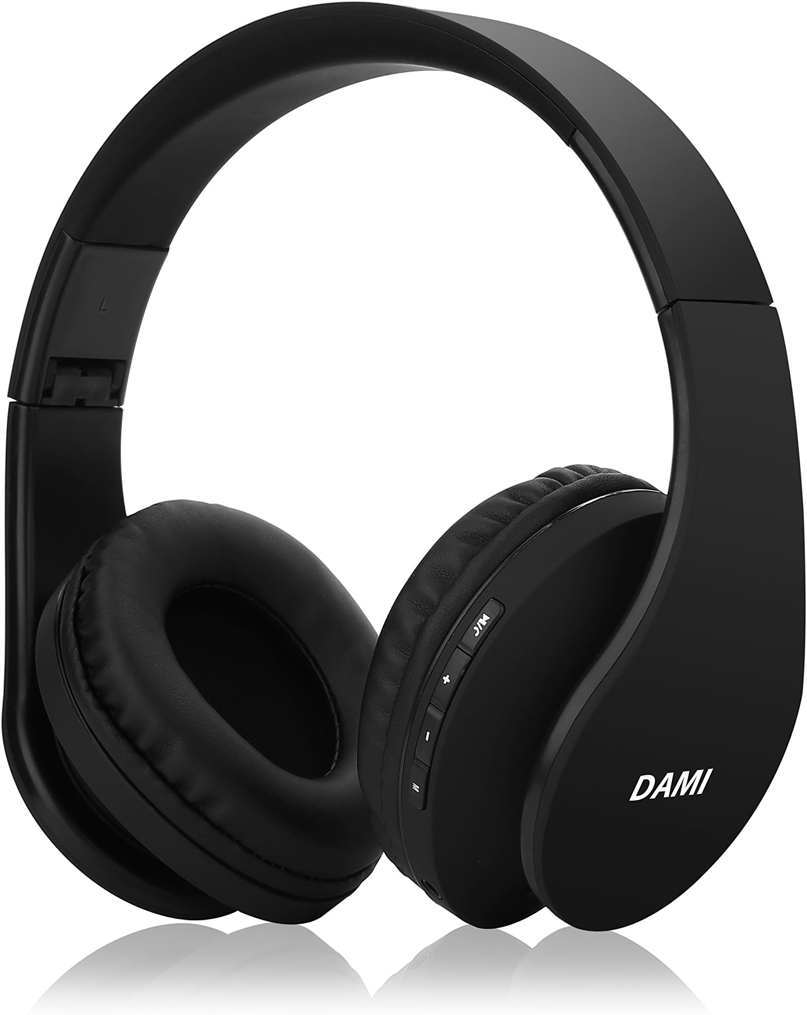 Dami Bluetooth Headphones, Hi-Fi Stereo Wireless Over Ear Headsets w/Built-in Micphone, Foldable, Soft Memory-Protein Earmuffs, and Wired Mode for PC, Cell Phones, TV in Black Color