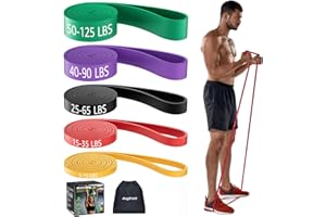 AUGKNOT Resistance Bands, Pull Up Exercise Bands, Workout Bands for Fitness Training, Body Stretching, Physical Therapy, Muscle Training